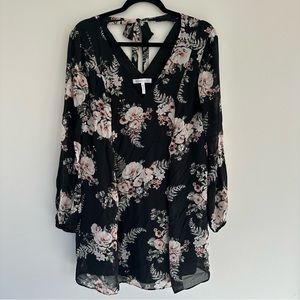 BCBGeneration Shift Dress Black with Pink Floral Size Medium
